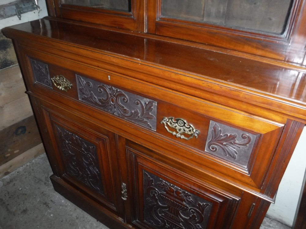 Late Victorian walnut secretaire bookcase View VIII
