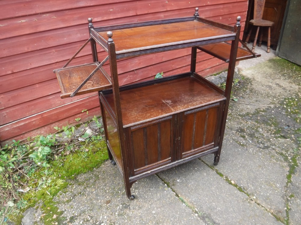 Edwardian walnut tea shop serving trolley