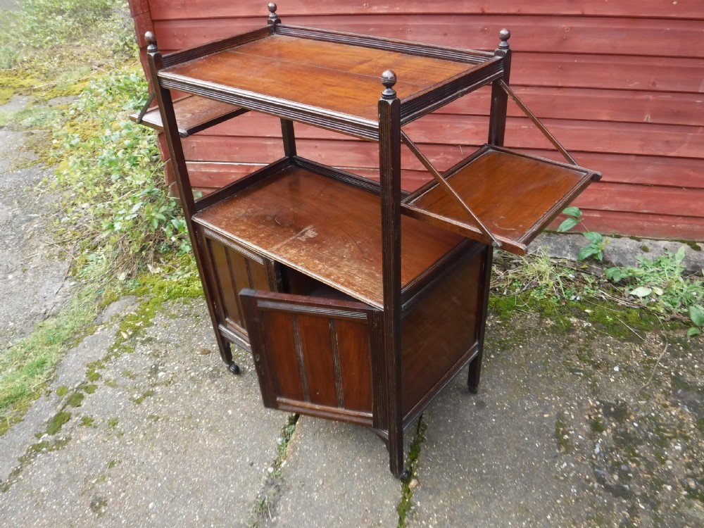 Edwardian walnut tea shop serving trolley View III
