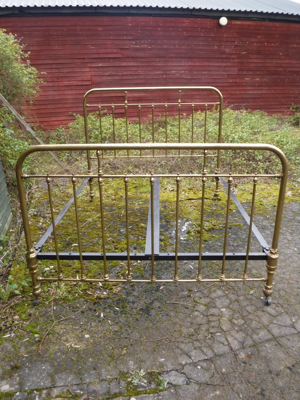 Large Edwardian brass  double bed frame . View II