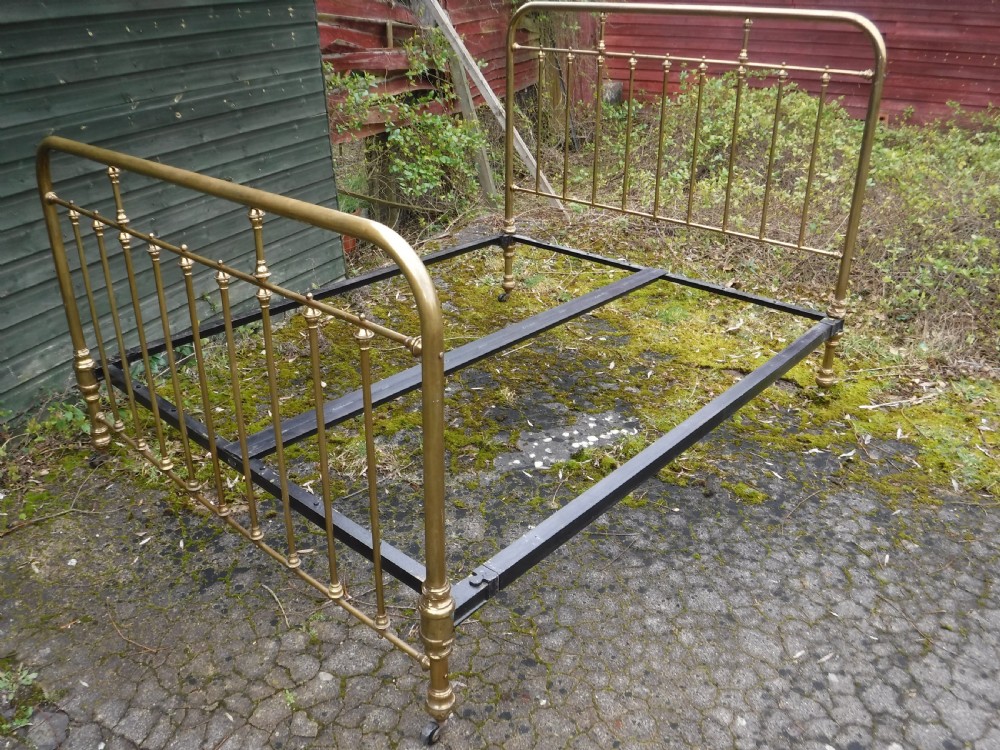 Large Edwardian brass  double bed frame . View III
