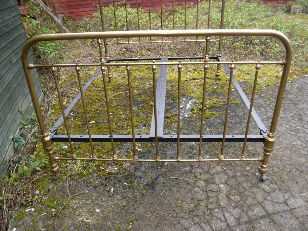 Large Edwardian brass  double bed frame . View IV