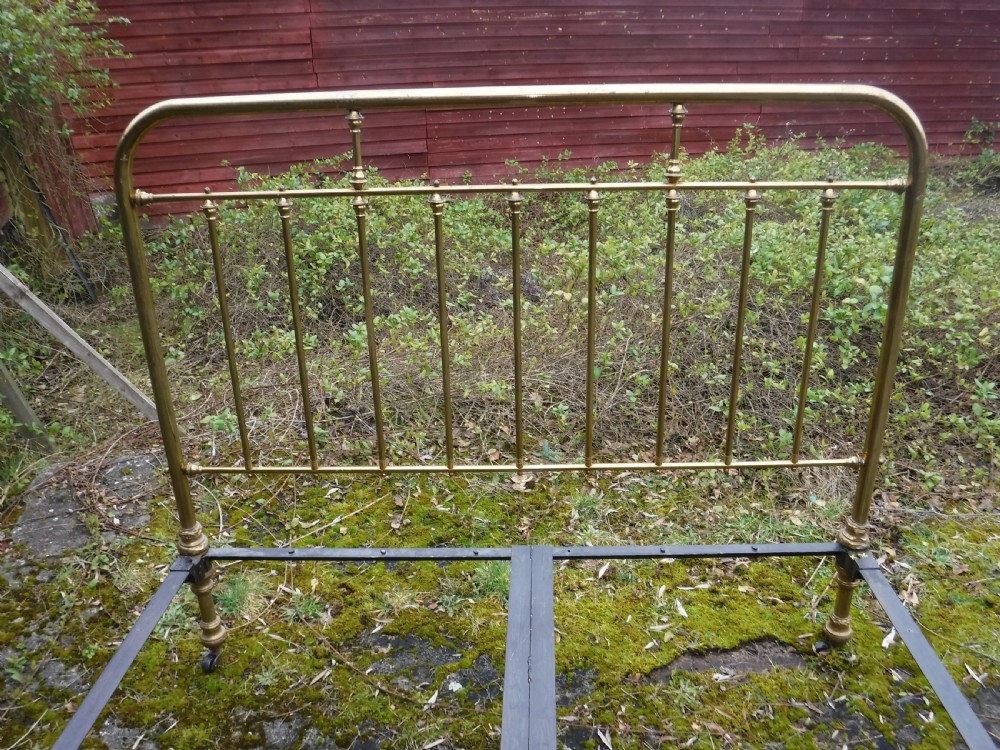 Large Edwardian brass  double bed frame . View V