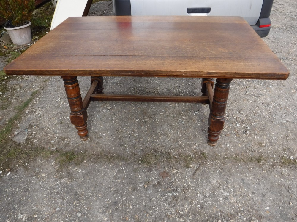 Good solid 8 seater 19th century oak kitchen table