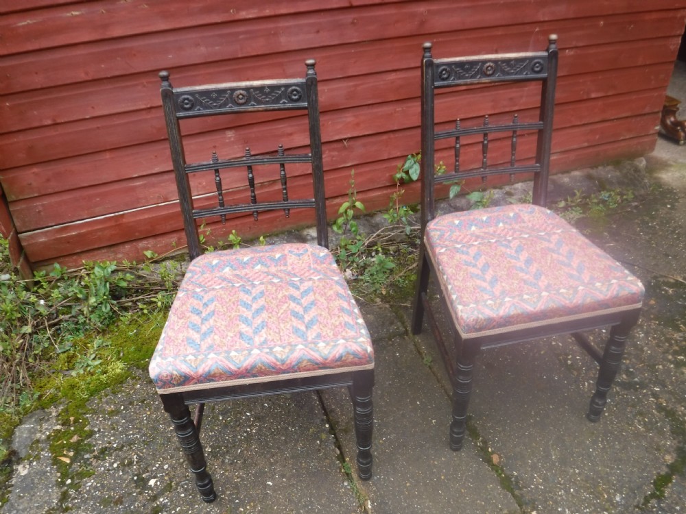 Pair  of Athestic  period late 19th century side chairs View II