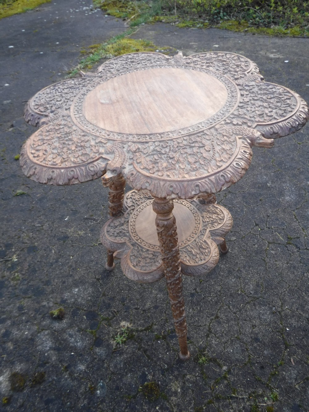 Late 19th century carved  anglo Indian occasional table
