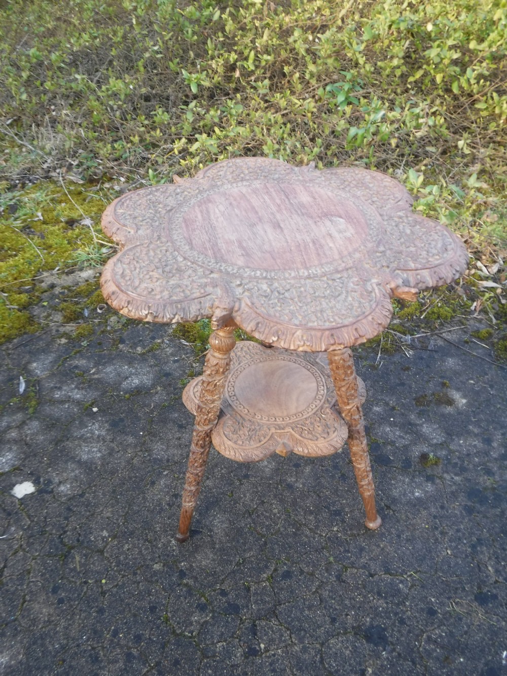 Late 19th century carved  anglo Indian occasional table View II