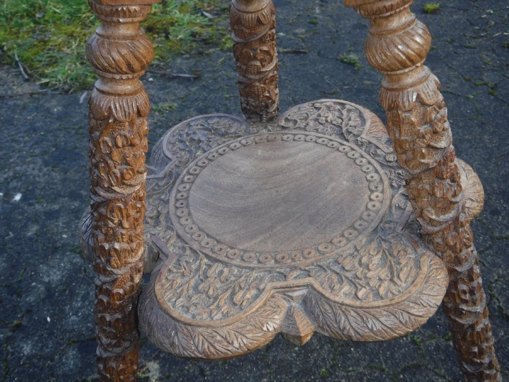 Late 19th century carved  anglo Indian occasional table View IV