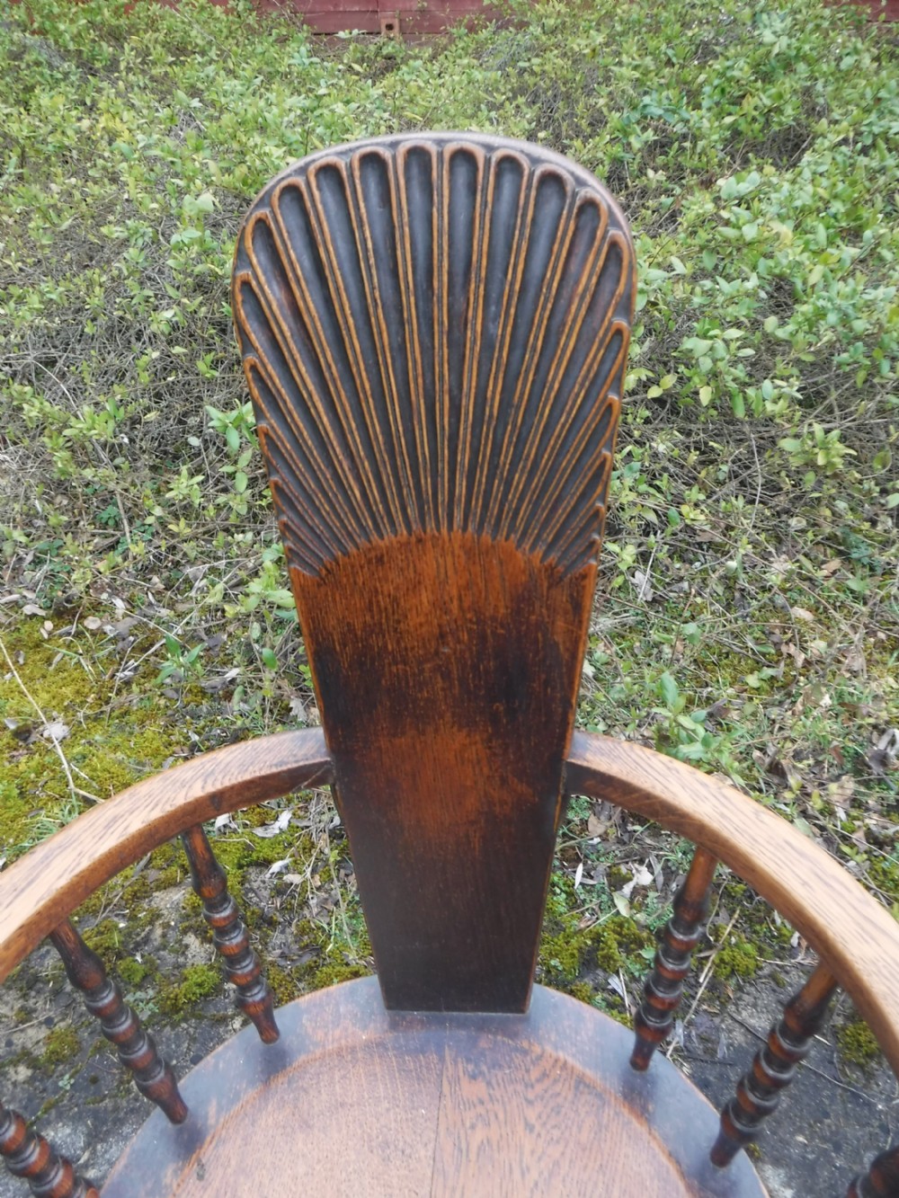 Unusual oak arts and crafts armchair View IV