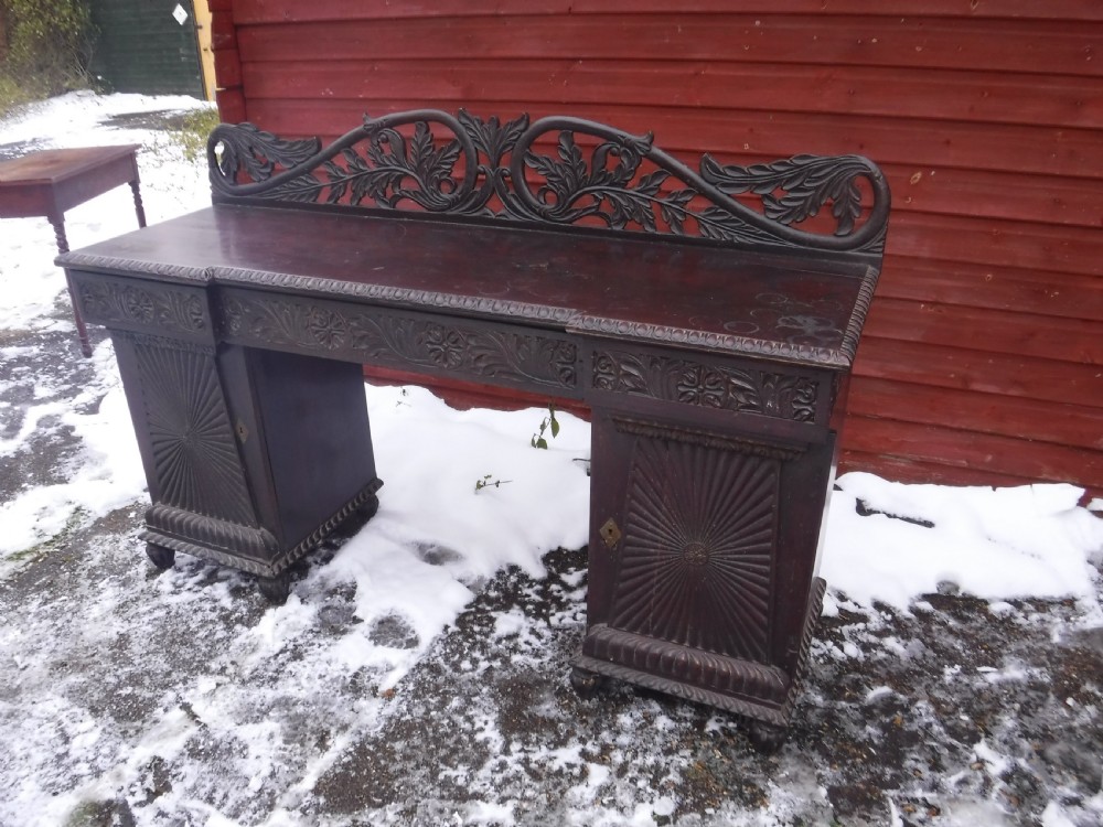 19th century anglo Indian rosewood pedestal sideboard