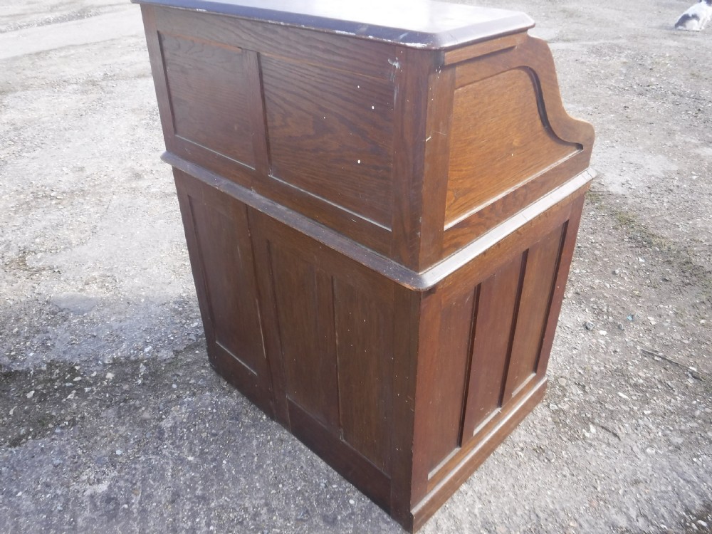 Early 20th century tambour top single pedestal desk View IV