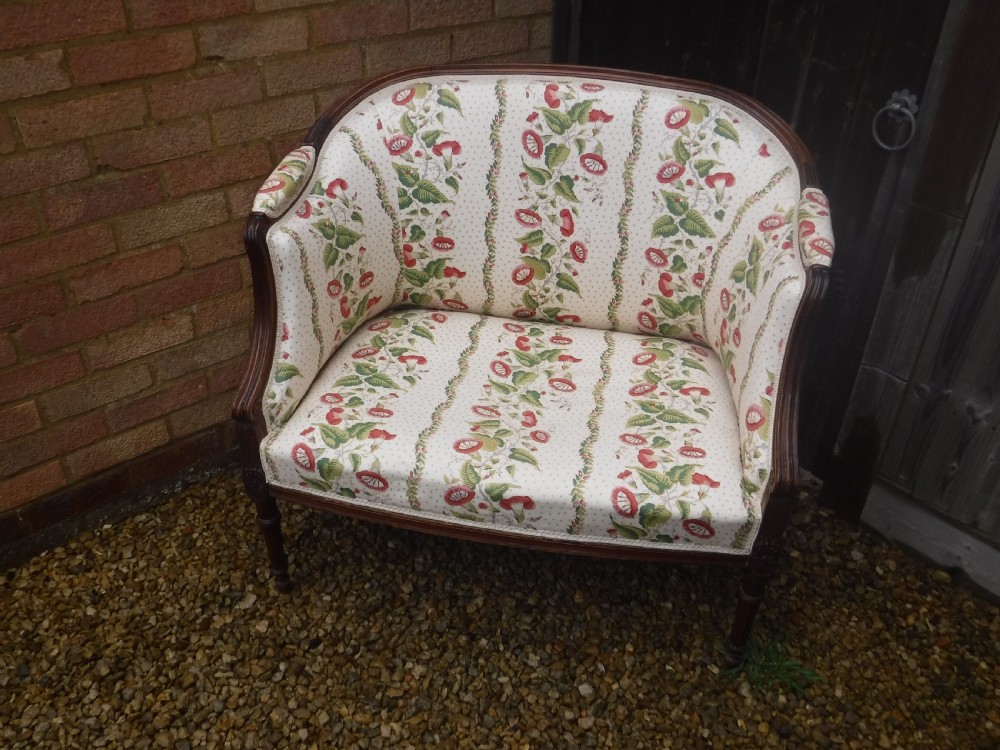 Small Edwardian upholstered window seat View IV