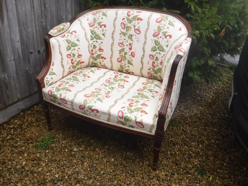 Small Edwardian upholstered window seat View V
