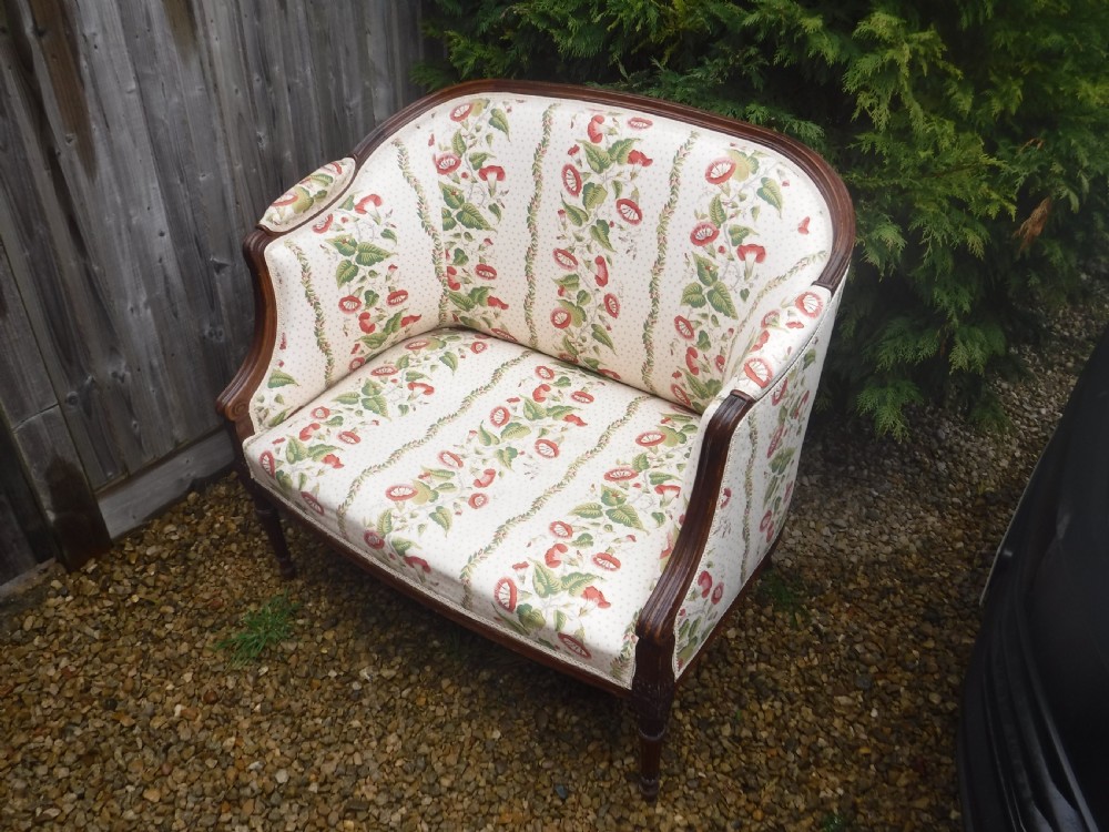 Small Edwardian upholstered window seat View VI