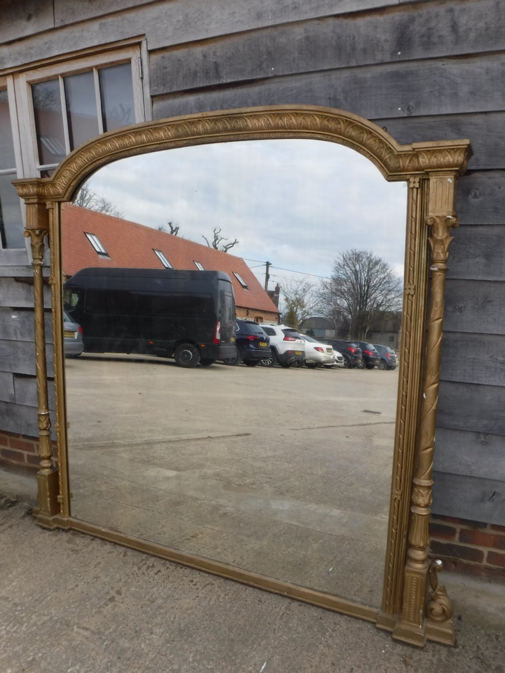 Large Victorian gilt hall mirror