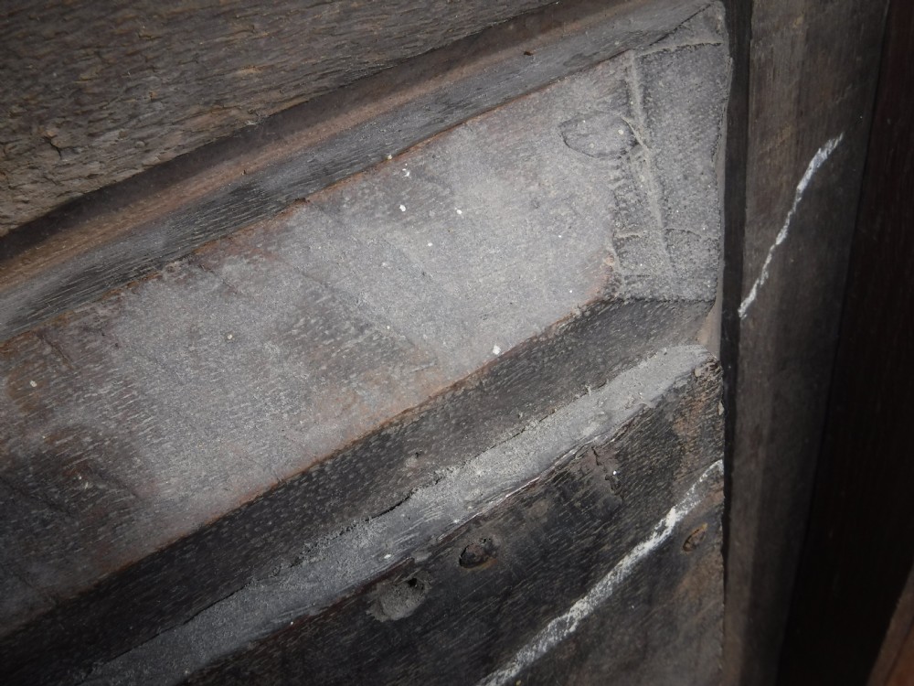 Antique inlaid oak overmantel View XII