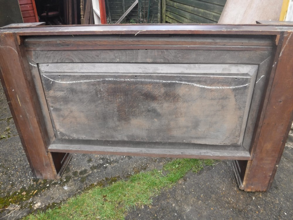 Antique inlaid oak overmantel View XIII
