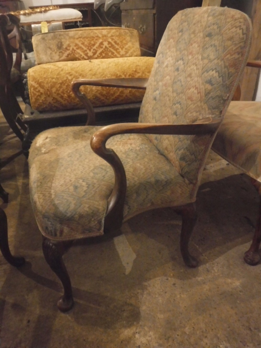 Pair of early 20th century walnut desk armchairs View III