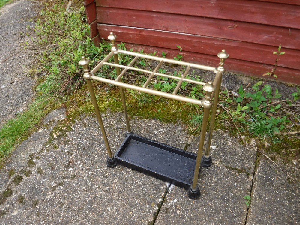19th century polished brass and iron 8 division stick stand