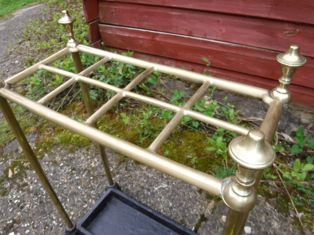 19th century polished brass and iron 8 division stick stand View IV