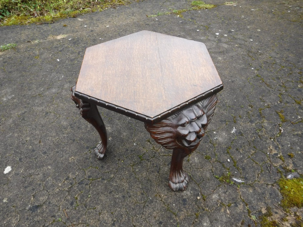 Good carved oak occasional table View V