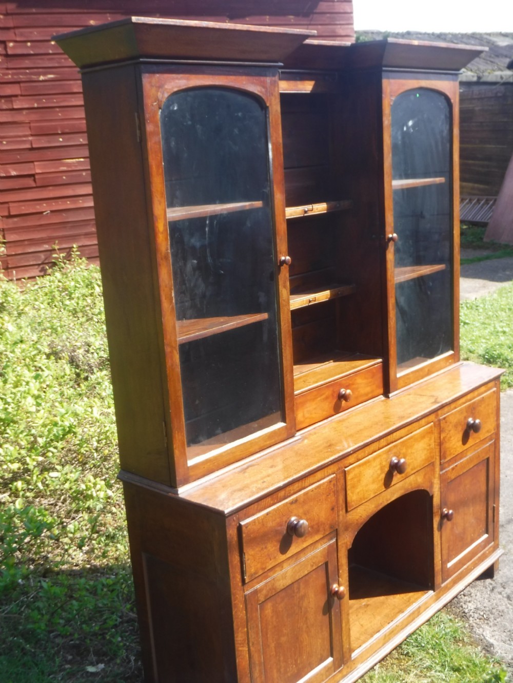Early Victorian oak Welsh 2 part dresser of small size. View V