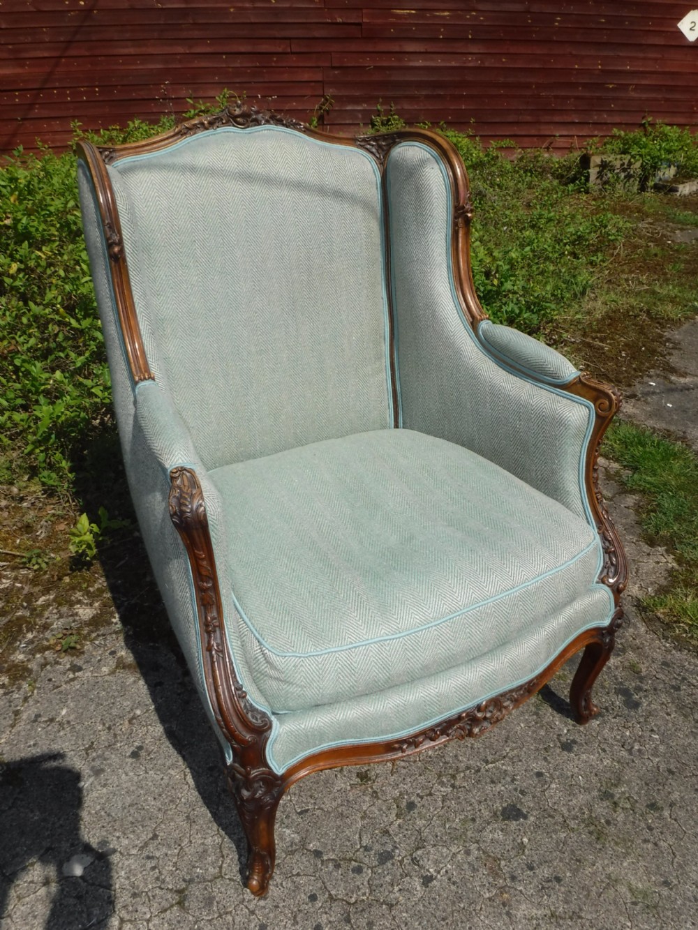 Early 20th carved walnut upholstered armchaircentury View II
