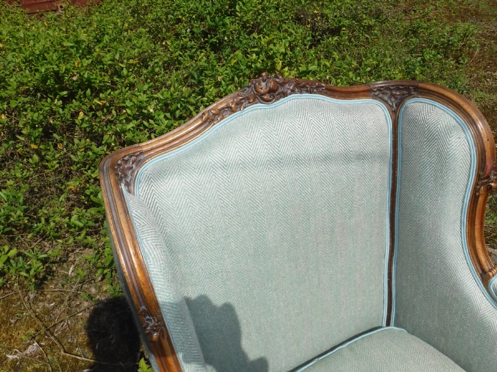 Early 20th carved walnut upholstered armchaircentury View III