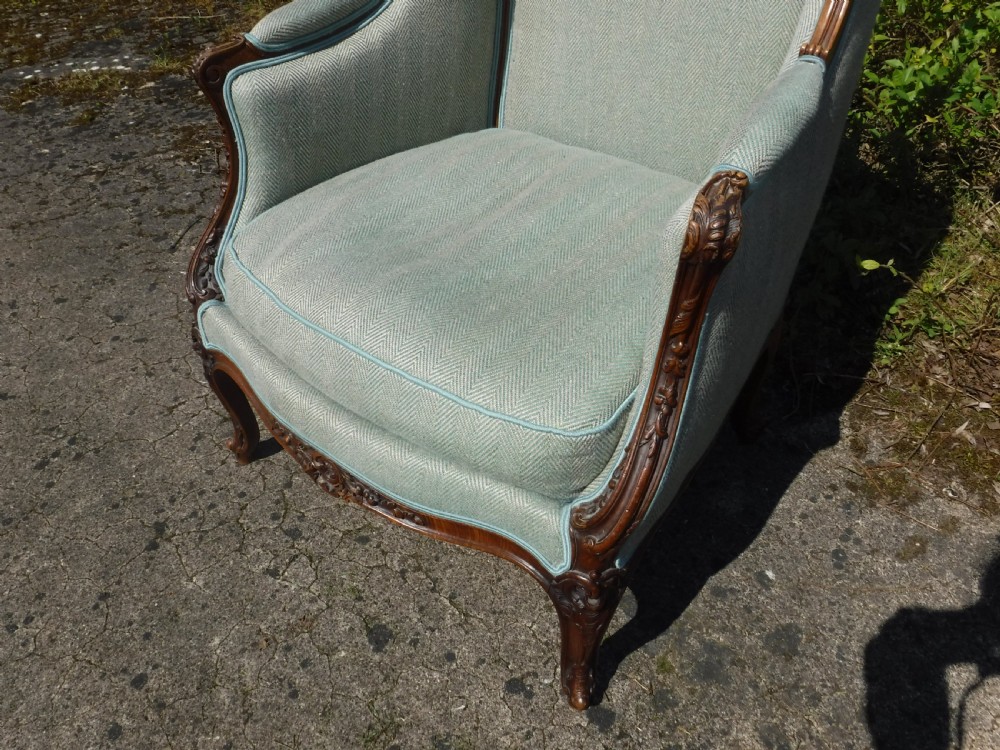 Early 20th carved walnut upholstered armchaircentury View IV