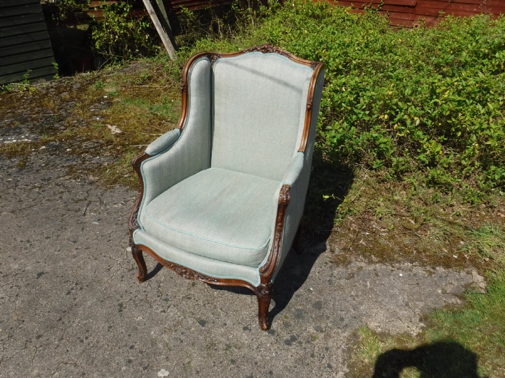 Early 20th carved walnut upholstered armchaircentury View V