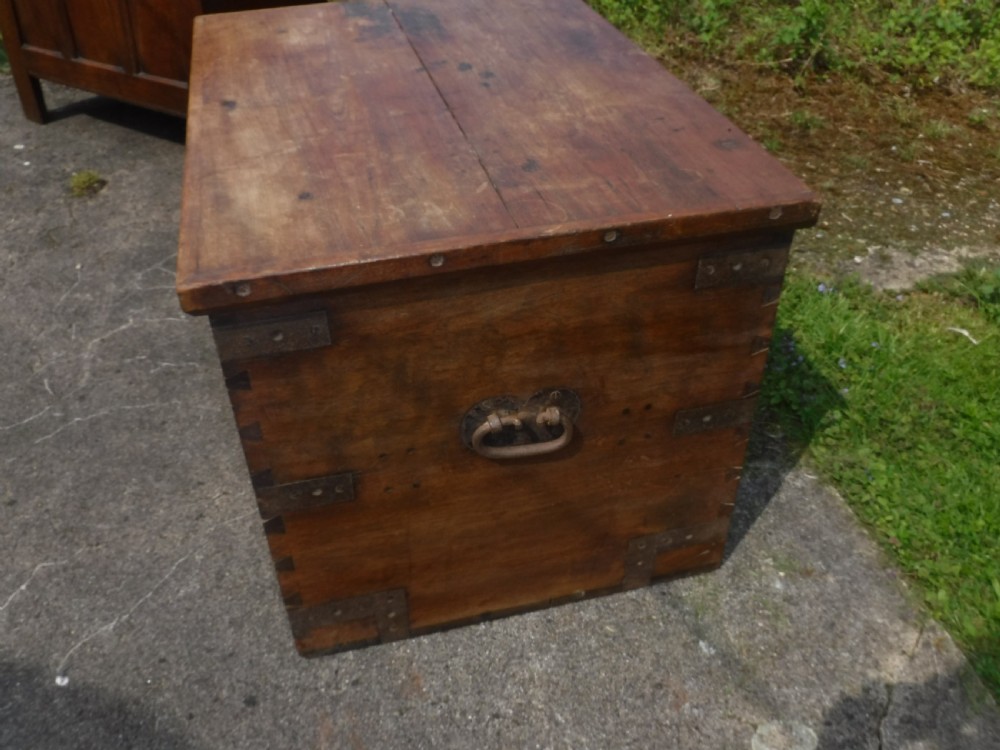 Good 19th century teak and iron bound chest View VI