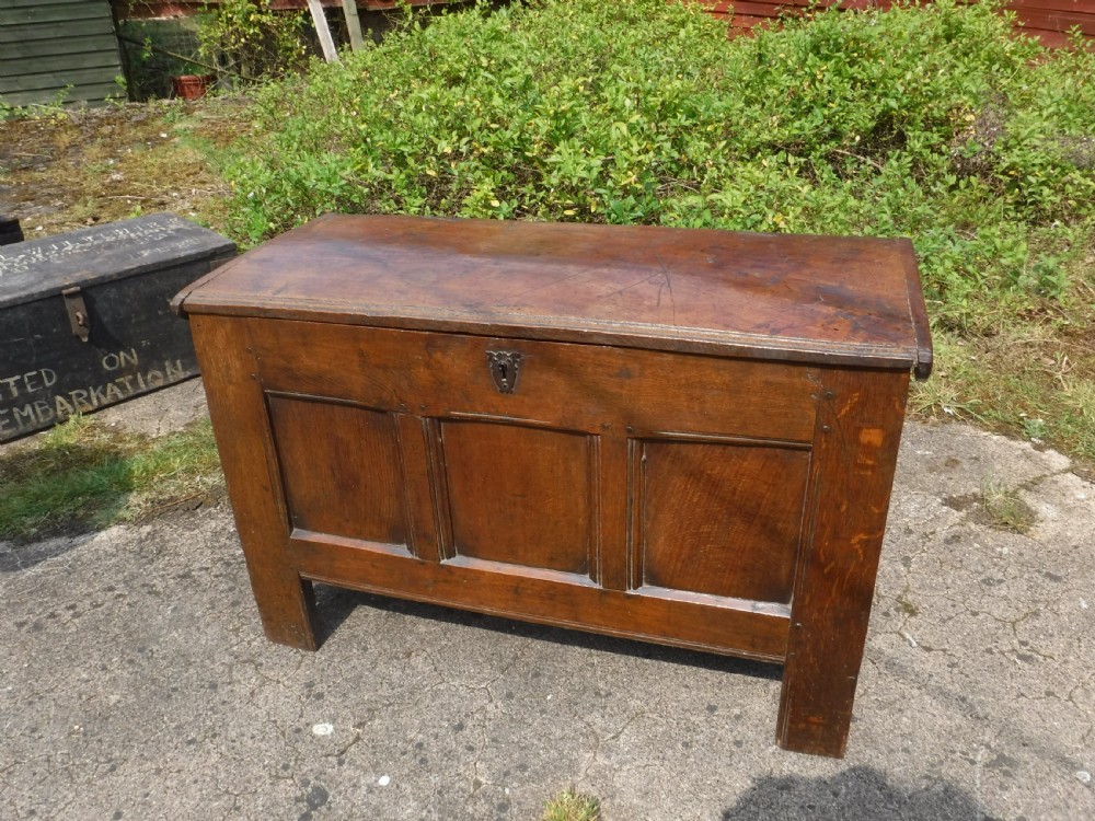 Late 17th century panelled oak coffer View II