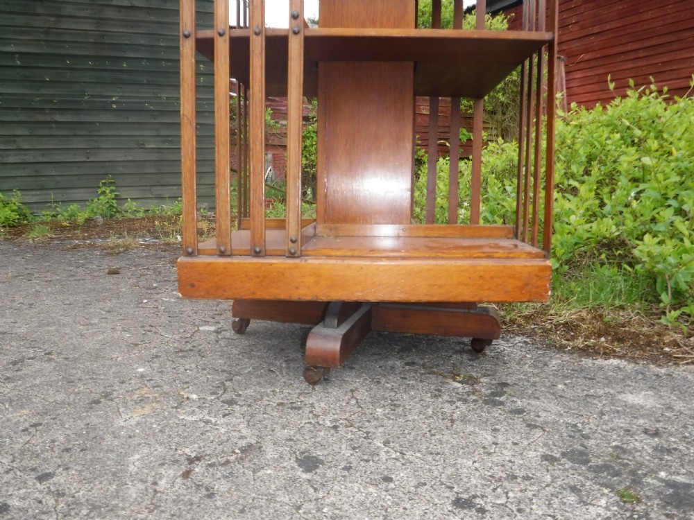 Late Victorian 0ak 4 tier revolving bookcase View V
