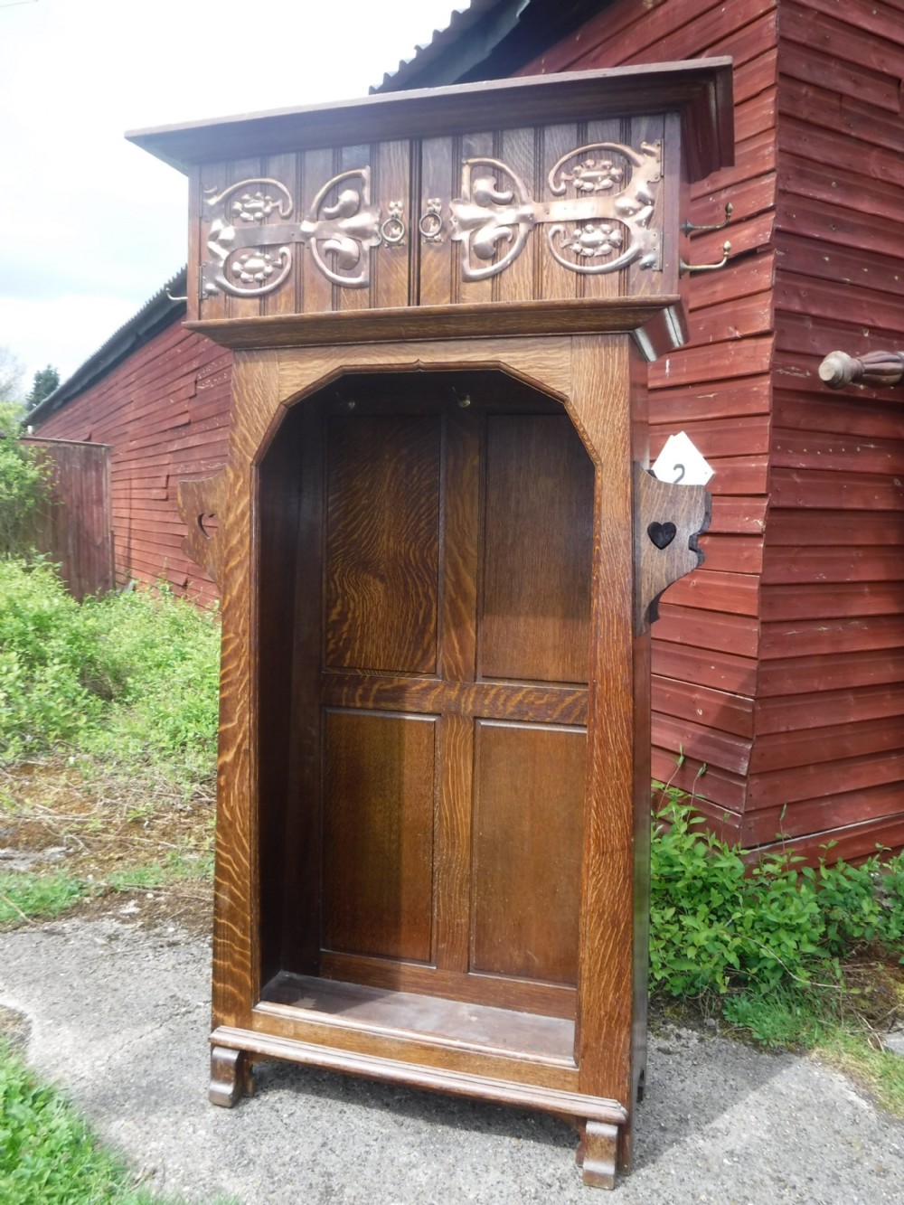 Oak Arts and Crafts hall wardrobe