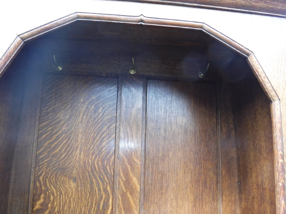 Oak Arts and Crafts hall wardrobe View III