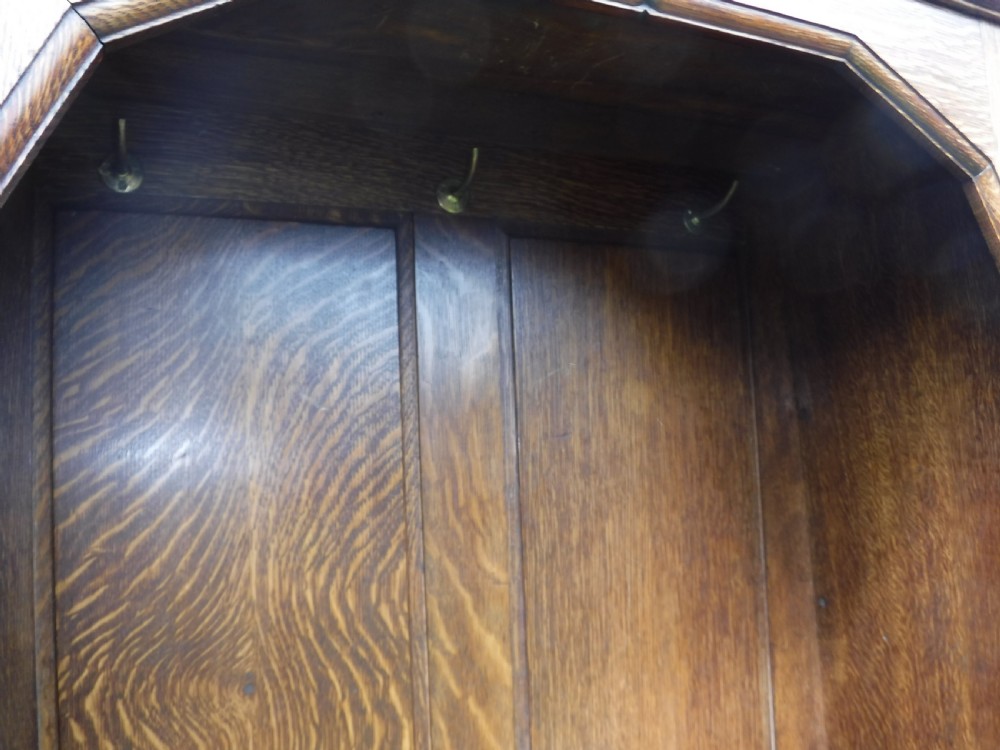 Oak Arts and Crafts hall wardrobe View IV