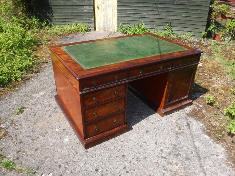 Mid 19th century mahogany double pedestal partners desk.