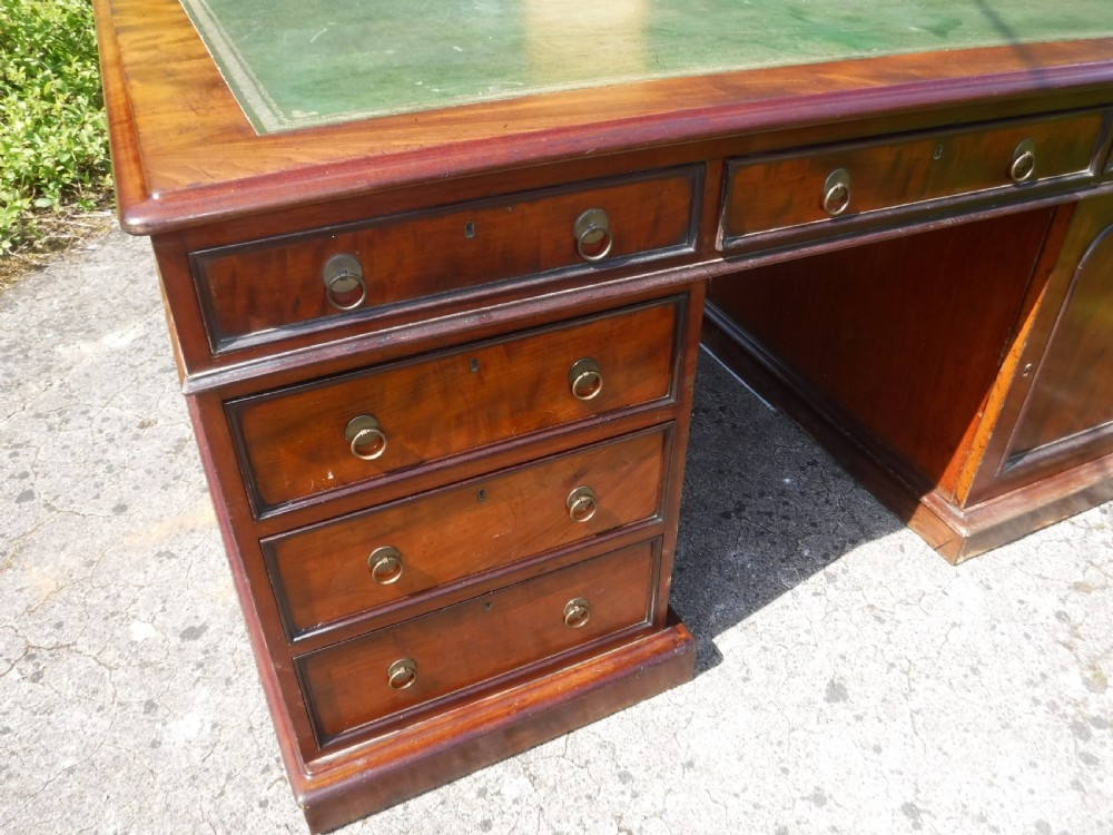 Mid 19th century mahogany double pedestal partners desk. View III