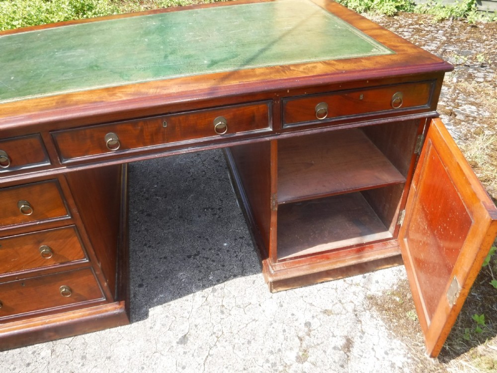 Mid 19th century mahogany double pedestal partners desk. View IV