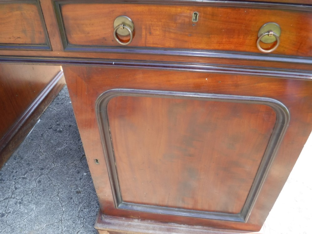 Mid 19th century mahogany double pedestal partners desk. View VII