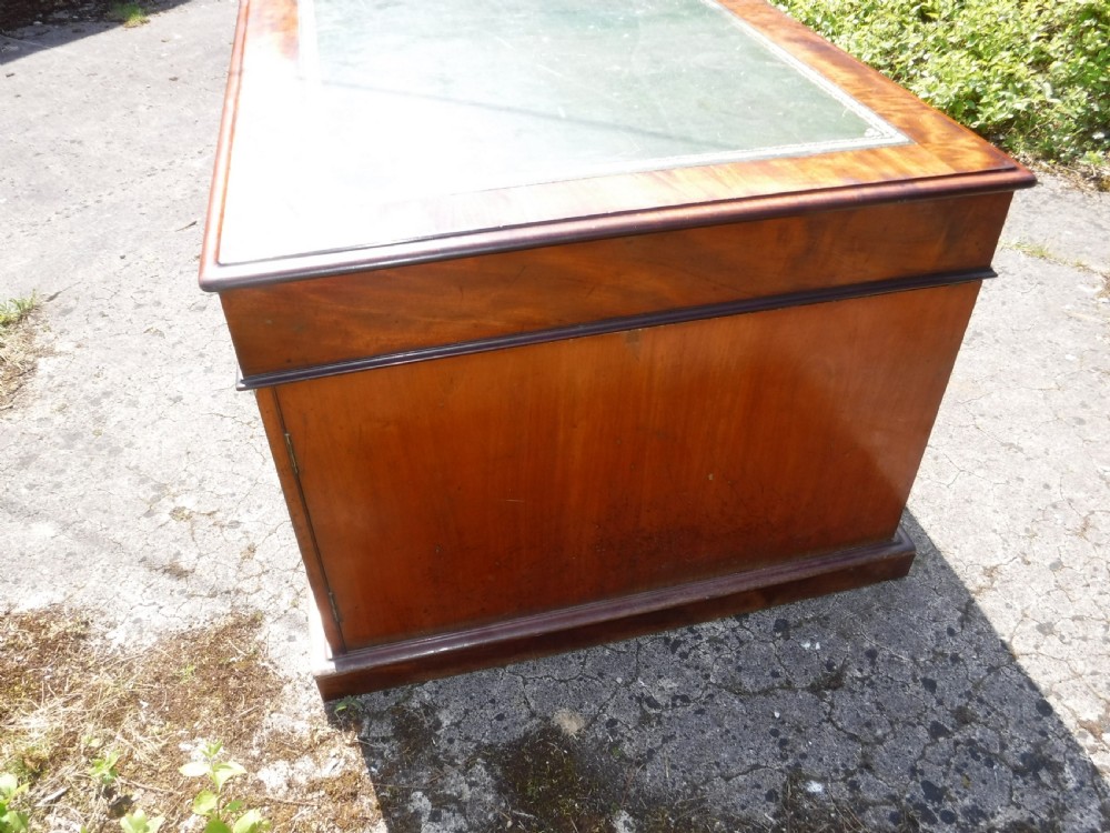 Mid 19th century mahogany double pedestal partners desk. View VIII