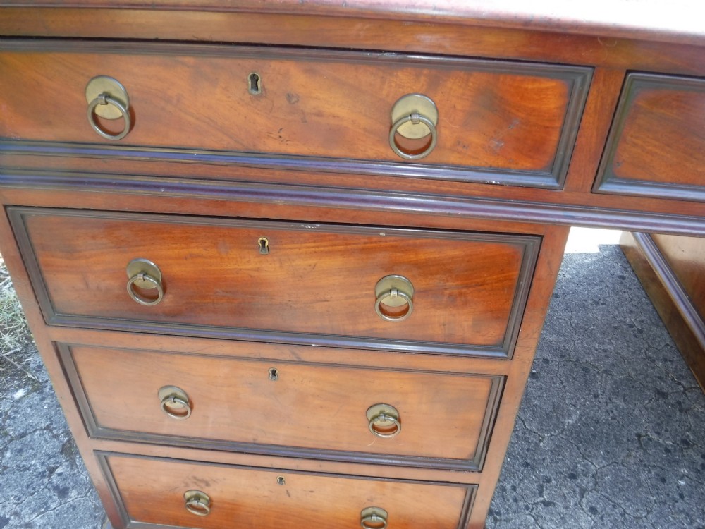Mid 19th century mahogany double pedestal partners desk. View IX