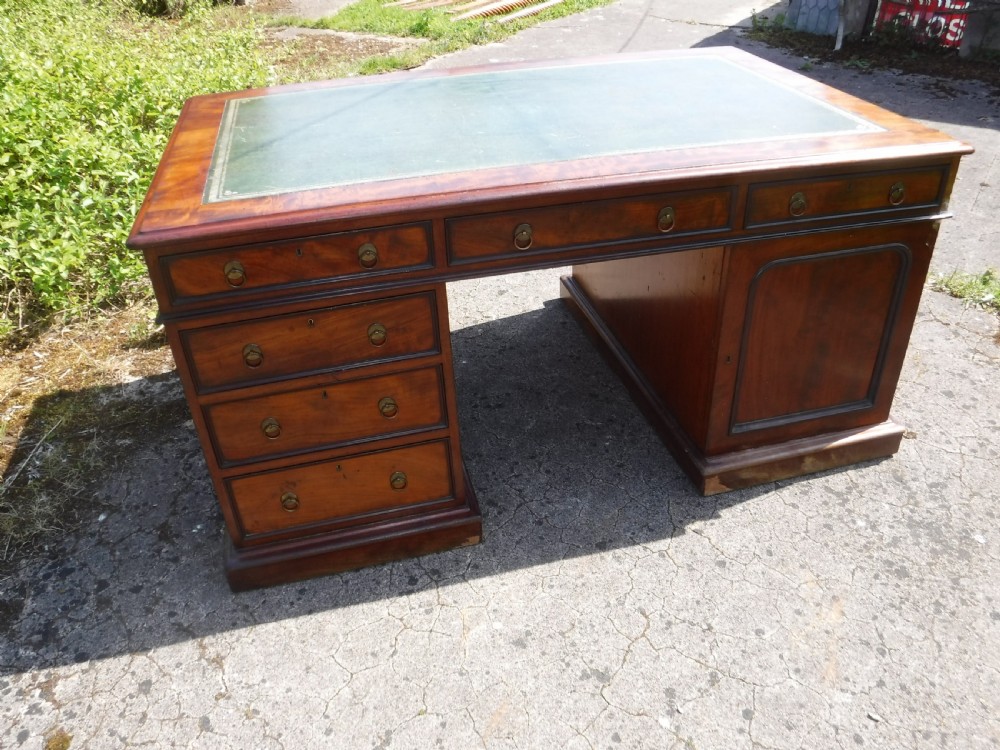 Mid 19th century mahogany double pedestal partners desk. View XII