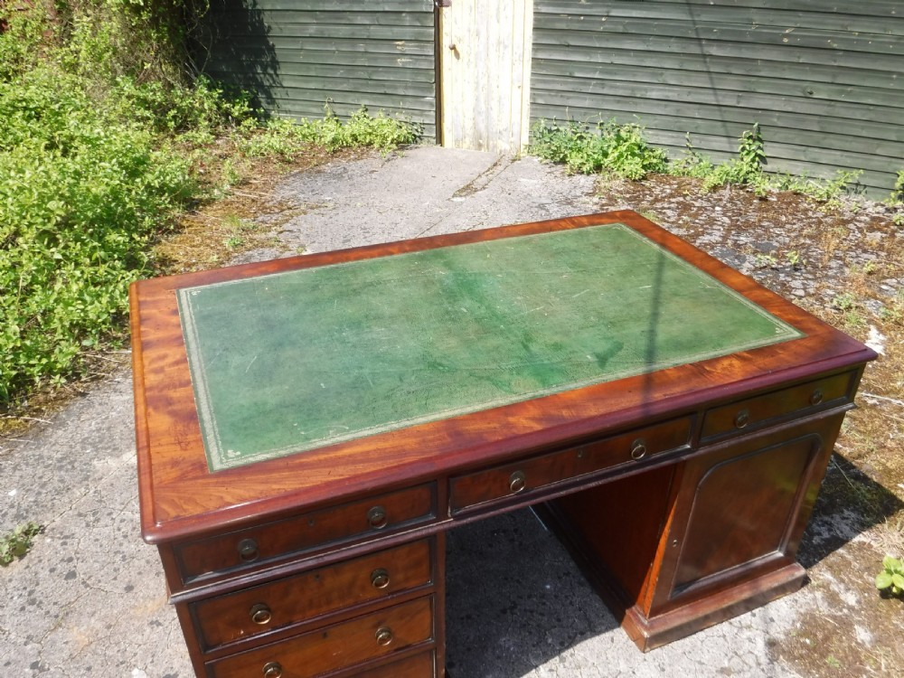 Mid 19th century mahogany double pedestal partners desk. View XIII