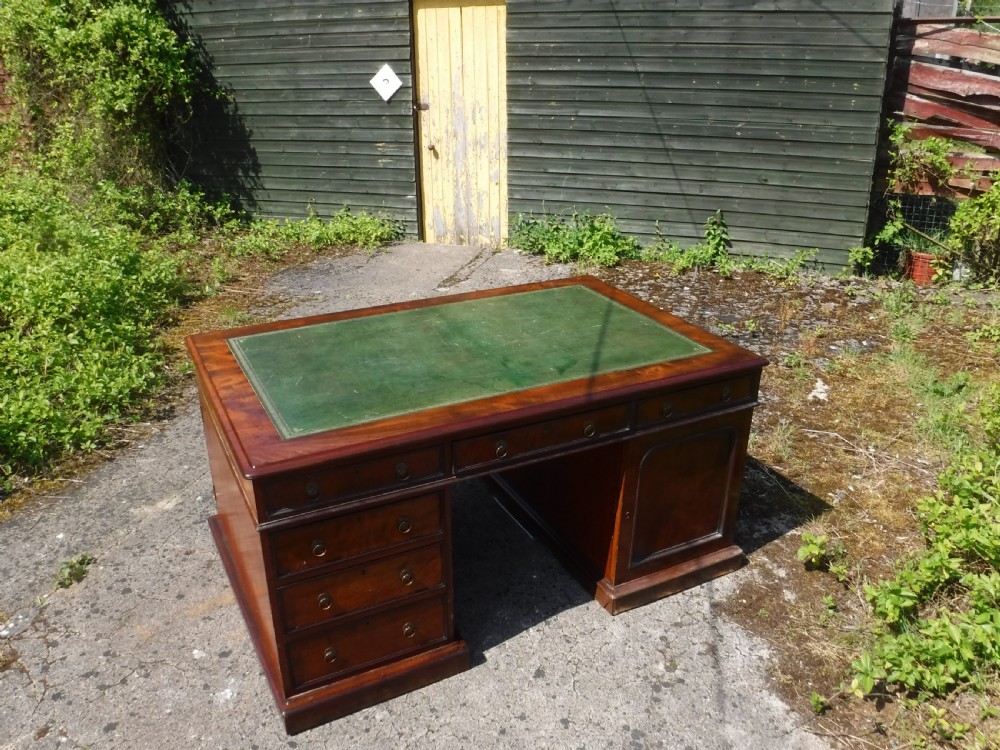 Mid 19th century mahogany double pedestal partners desk. View XV