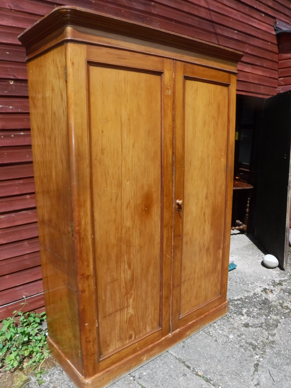 Useful Victorian 2 part Golden pine wardrobe View II