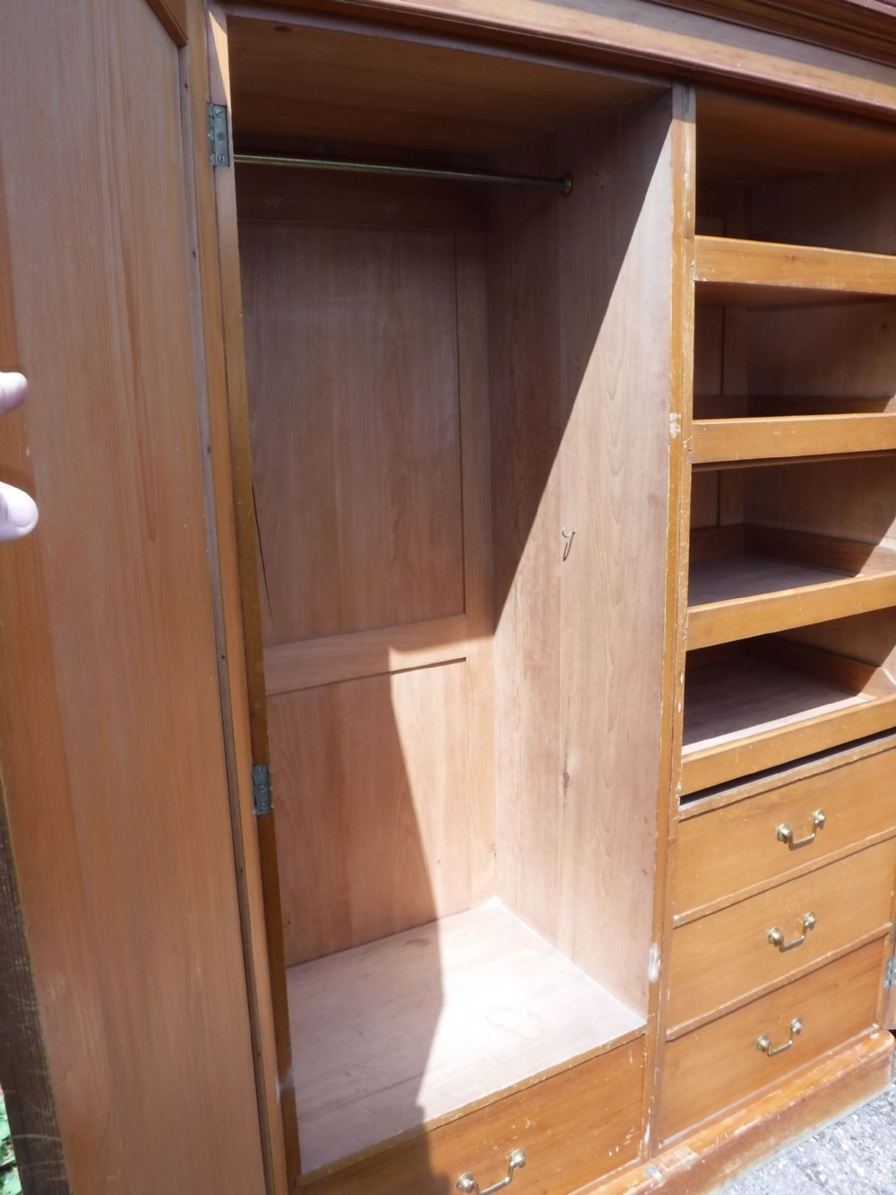 Useful Victorian 2 part Golden pine wardrobe View IV