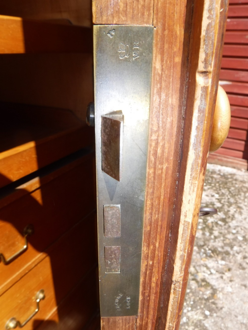 Useful Victorian 2 part Golden pine wardrobe View V
