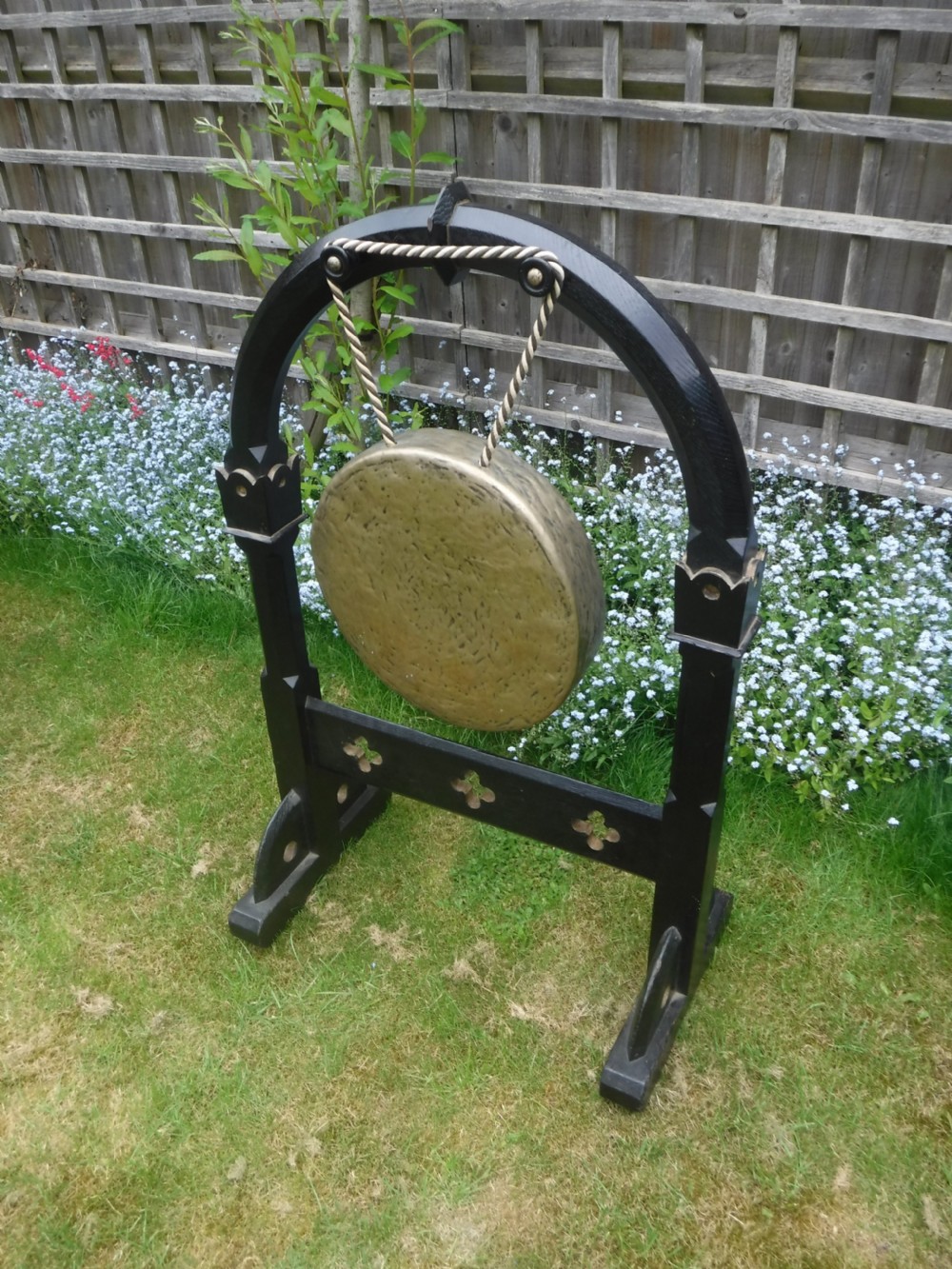 Victorian oak Gothic dinner gong View II