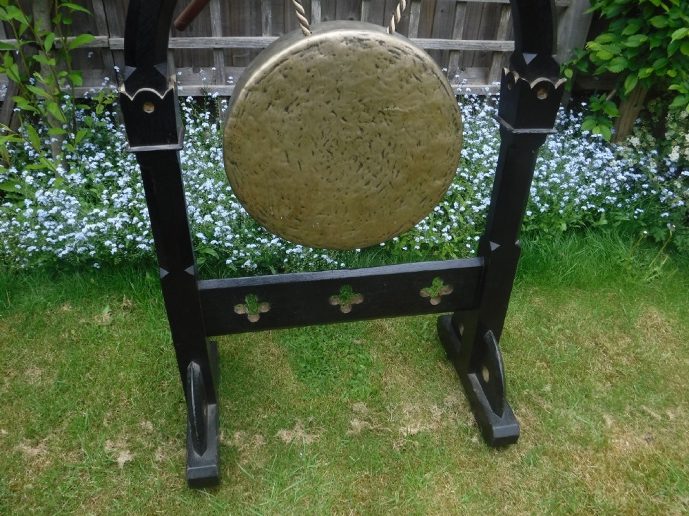 Victorian oak Gothic dinner gong View III